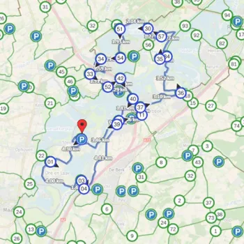 Kaart met knooppunten van de Molenfietsroute in Maasgouw